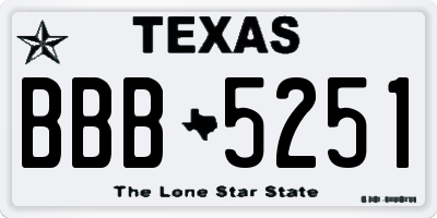 TX license plate BBB5251