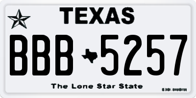 TX license plate BBB5257