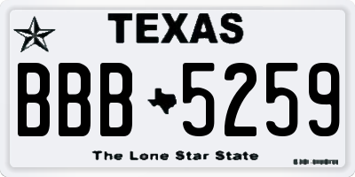 TX license plate BBB5259