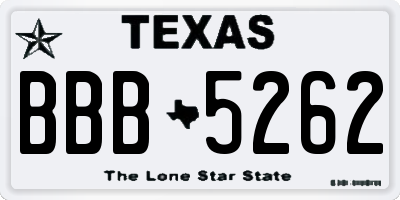 TX license plate BBB5262