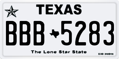 TX license plate BBB5283