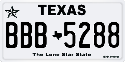 TX license plate BBB5288