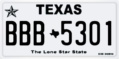 TX license plate BBB5301