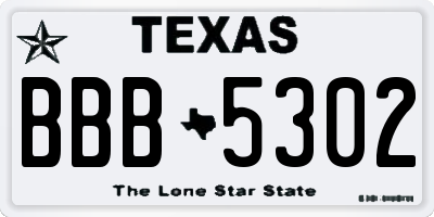 TX license plate BBB5302