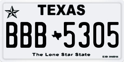 TX license plate BBB5305