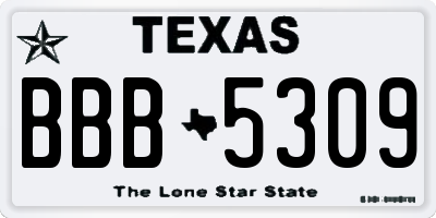 TX license plate BBB5309