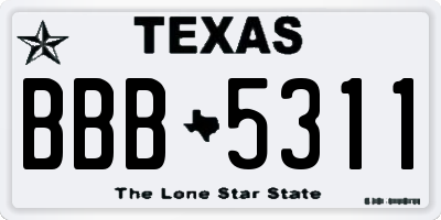 TX license plate BBB5311