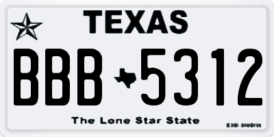 TX license plate BBB5312