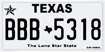 TX license plate BBB5318