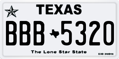 TX license plate BBB5320