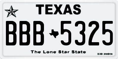 TX license plate BBB5325