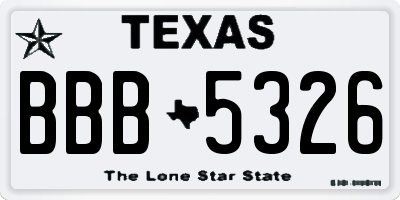 TX license plate BBB5326