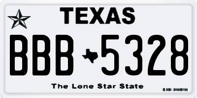 TX license plate BBB5328