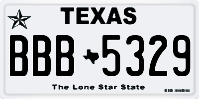 TX license plate BBB5329