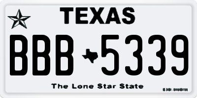 TX license plate BBB5339