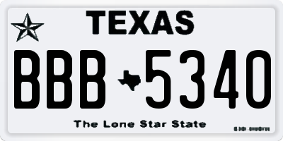 TX license plate BBB5340