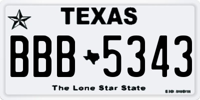 TX license plate BBB5343