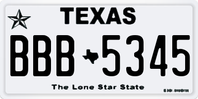 TX license plate BBB5345