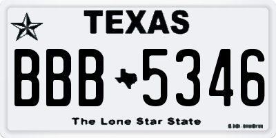 TX license plate BBB5346