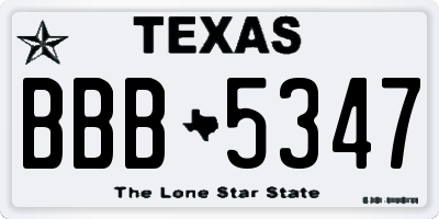 TX license plate BBB5347