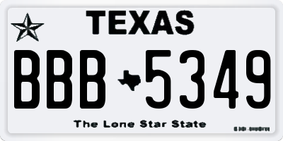 TX license plate BBB5349