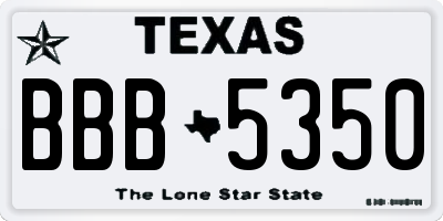 TX license plate BBB5350