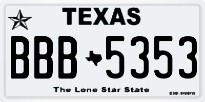 TX license plate BBB5353