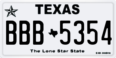 TX license plate BBB5354
