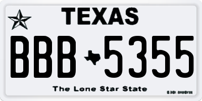 TX license plate BBB5355