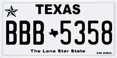 TX license plate BBB5358