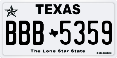 TX license plate BBB5359