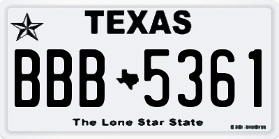 TX license plate BBB5361