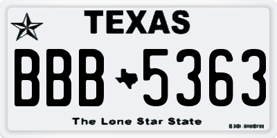 TX license plate BBB5363