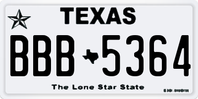 TX license plate BBB5364