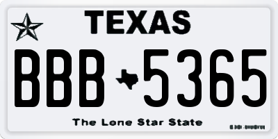 TX license plate BBB5365
