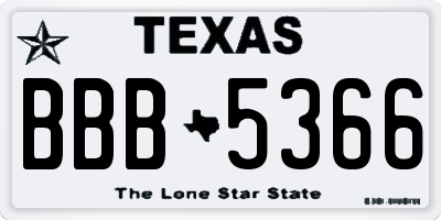 TX license plate BBB5366