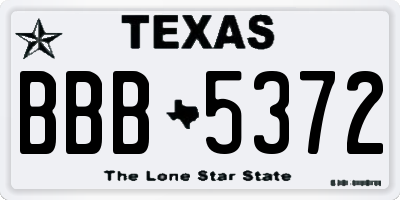 TX license plate BBB5372