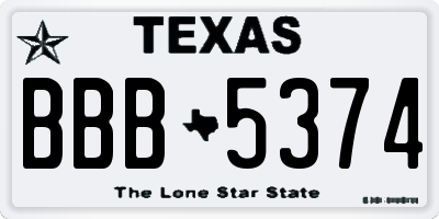 TX license plate BBB5374