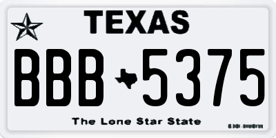 TX license plate BBB5375