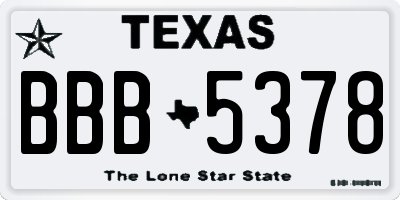 TX license plate BBB5378