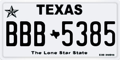 TX license plate BBB5385