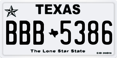 TX license plate BBB5386