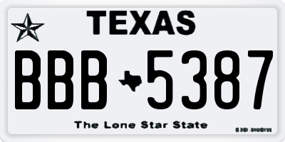 TX license plate BBB5387