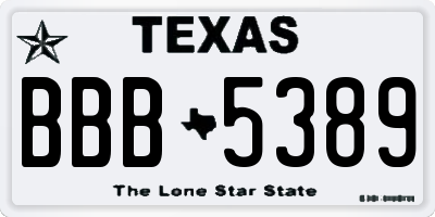 TX license plate BBB5389