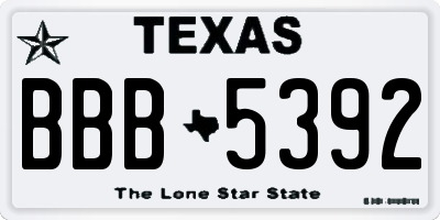 TX license plate BBB5392