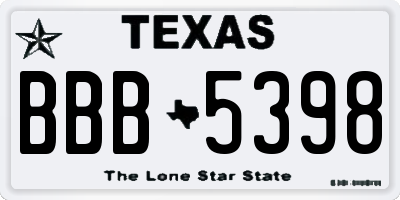 TX license plate BBB5398