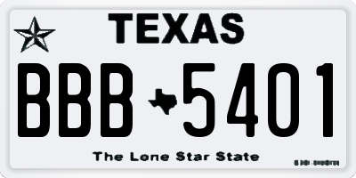 TX license plate BBB5401