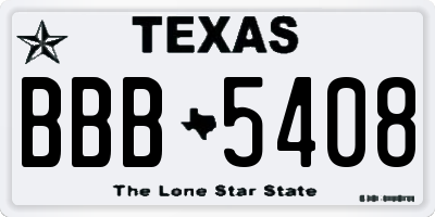 TX license plate BBB5408