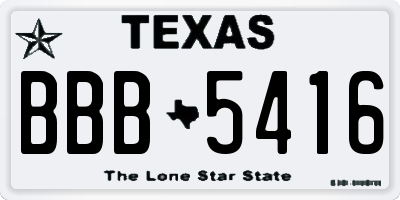 TX license plate BBB5416