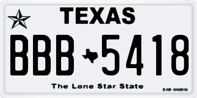 TX license plate BBB5418